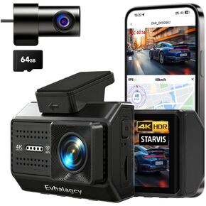 4K+1080P Dash Cam Front and Rear, Osmo Dashcam Pro with STARVIS Night Vision, Multi-Vent Dash Camera for Cars, Built-in GPS, G-Sensor & Loop Recording, 5.8GHz WiFi, with 64GB Card, 24H Parking Mode in Saudi Arabia