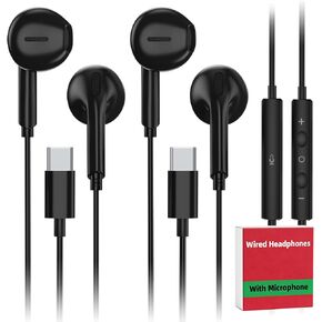 2 حزمة من سماعات الأذن السلكية USB C لهاتف iPhone 17/16/15 Pro Max Plus Air iPad وسماعات USB-C لهواتف Samsung Galaxy S26/S25/S24/S23 Ultra A55 A54، سماعات من النوع C مع ميكروفون (أبيض) in Kuwait
