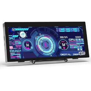شاشة عرض LCD بشريط ممتد 12.3 بوصة IPS 1920 * 720 شاشة ثانوية، HDMI USBC، شاشة محمولة صغيرة مادة معدنية للكمبيوتر المحمول Windows Aida64 GPU مراقبة ذاكرة الوصول العشوائي CPU، مكبر صوت مدمج in Kuwait