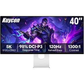 شاشة ألعاب P40K مقاس 40 بوصة UHD 5K (5120 × 2160) 120 هرتز، لوحة IPS، لون 10 بت، 99% sRGB، 98% DCI-P3، HDR، تباين 1300:1، العناية بالعين، مضاد للتوهج (قرص العسل - مع حامل) in Kuwait