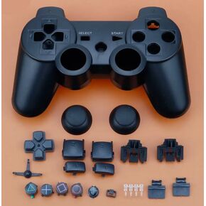 Warley Plastic Hard Housing Shell Case for PS3 Wireless Controller Front Back Cover with Full Set Buttons and Inner Frame Bracket (Black) in Saudi Arabia