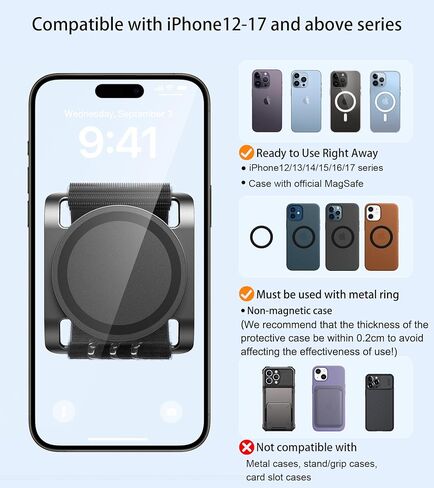 enGMOLPHY MagSafe-Compatible Phone Stand with Adjustable & Replaceable Band, Magnetic Gym Mount for iPhone 17/16/15/14/13 Series,Universal Gym, Stroller, Spin Bike, Treadmill & Outdoor Mount in Saudi Arabia