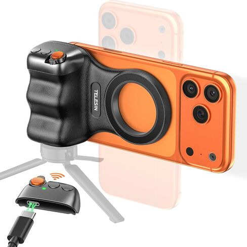 Magnetic Phone Camera Grip, Smartphone Holder Selfie Handle Snap with Wireless USB Remote Control & 1/4" Screw Mount, Camera Stabilizer for iPhone & Android Cellphone Selfie Vlog Video Live in Saudi Arabia