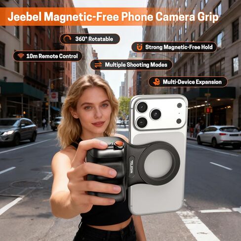 Magnetic Phone Camera Grip, Smartphone Holder Selfie Handle Snap with Wireless USB Remote Control & 1/4" Screw Mount, Camera Stabilizer for iPhone & Android Cellphone Selfie Vlog Video Live in Saudi Arabia