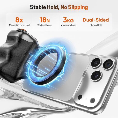 Magnetic Phone Camera Grip, Smartphone Holder Selfie Handle Snap with Wireless USB Remote Control & 1/4" Screw Mount, Camera Stabilizer for iPhone & Android Cellphone Selfie Vlog Video Live in Saudi Arabia