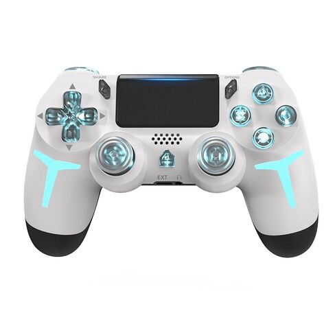 HTYURBS RGB Light Wireless Game Controller For PS4 PS3 Console Computer PC LED Bluetooth Gamepad 6-axis Gyroscope Dual Vibration(White) in Saudi Arabia