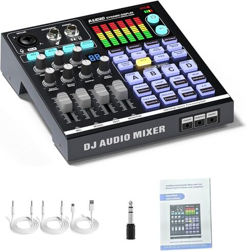 48 فولت بودكاست الصوت مجلس BT DJ خلاط الموسيقى الخارجية كارت الصوت الألعاب جهاز مزج الصوت لاستوديو البث المباشر in Saudi Arabia