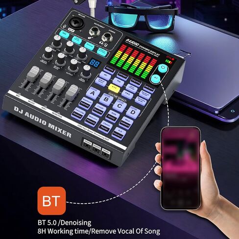 48 فولت بودكاست الصوت مجلس BT DJ خلاط الموسيقى الخارجية كارت الصوت الألعاب جهاز مزج الصوت لاستوديو البث المباشر in Saudi Arabia
