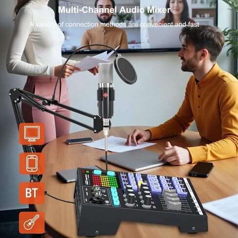 48 فولت بودكاست الصوت مجلس BT DJ خلاط الموسيقى الخارجية كارت الصوت الألعاب جهاز مزج الصوت لاستوديو البث المباشر in Saudi Arabia