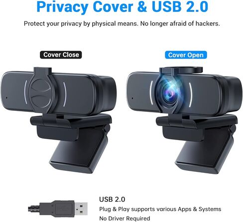 كاميرا ويب، كاميرا ويب مع ميكروفون، الإصدار الجديد 2022 من كاميرات الويب USB مع تقليل الضوضاء ثلاثي الأبعاد والكسب التلقائي، توصيل وتشغيل كاميرات الويب بدقة 1080 بكسل لمكالمات الفيديو والفصول عبر الإنترنت ومؤتمرات الفيديو in Kuwait