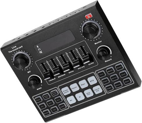 Veemoon V9 Live Sound Card Audio Mixer للكمبيوتر والهاتف المحمول، مغير الصوت مع تقليل الضوضاء، بطاقة صوت خارجية محمولة للبث المباشر بألوان عشوائية in Saudi Arabia