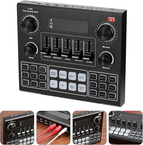 Veemoon V9 Live Sound Card Audio Mixer للكمبيوتر والهاتف المحمول، مغير الصوت مع تقليل الضوضاء، بطاقة صوت خارجية محمولة للبث المباشر بألوان عشوائية in Saudi Arabia