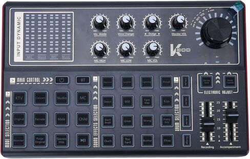 Computer Live Sound Card, Multi DJ Mixer with 12 Electric 20 Preset Effects LED Lights, for PC Game Broadcast Live Streaming Podcast in Saudi Arabia