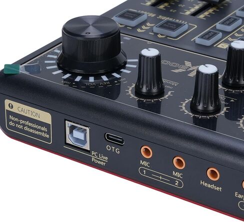 Computer Live Sound Card, Multi DJ Mixer with 12 Electric 20 Preset Effects LED Lights, for PC Game Broadcast Live Streaming Podcast in Saudi Arabia