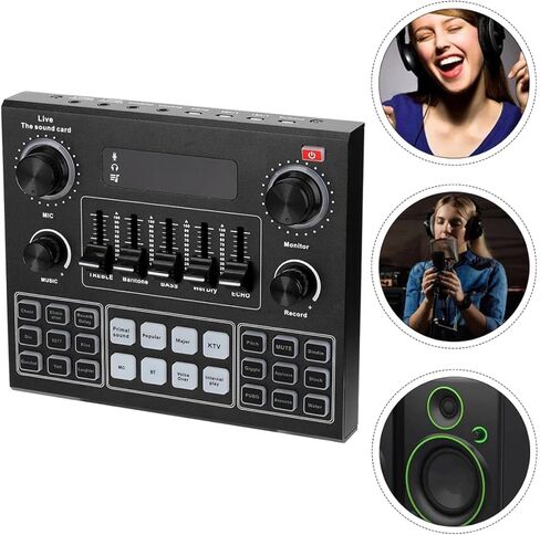 TEHAUX Voice Changer Audio Mixer بطاقة الصوت للهاتف والكمبيوتر، جهاز البث المباشر المحمول مع وظيفة إخفاء الصوت، لون عشوائي in Saudi Arabia