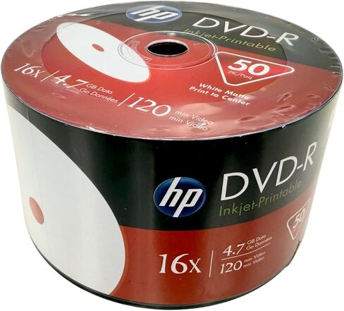 HP DVD-R Blank Disc White Inkjet Hub Printable, 16X , 4.7GB, 50 Pieces in Saudi Arabia