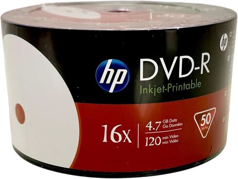 HP DVD-R Blank Disc White Inkjet Hub Printable, 16X , 4.7GB, 50 Pieces in Saudi Arabia