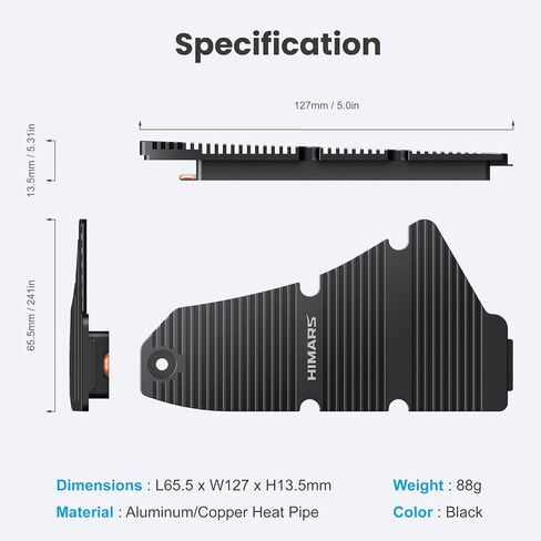HIMARS PS5 Dust-Proof Heatsink, M.2 NVME SSD Heatsink for PS5 (not for PS5 Slim and PS5 Pro) Magnesium Aluminum Alloy Designed with Pure Copper Strip (US-M24) in Saudi Arabia