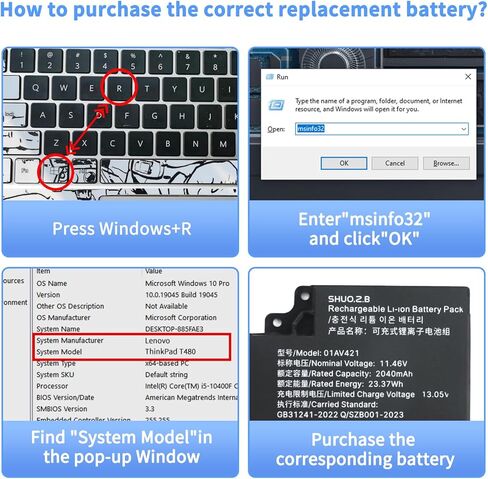 استبدال بطارية الكمبيوتر المحمول T480 T470 01AV421 (داخلية) لسلسلة ThinkPad T480 T470 A475 A485 TP25 المتوافقة مع 01AV419 01AV420 01AV489 SB10K97576 SB10K97577 in Kuwait
