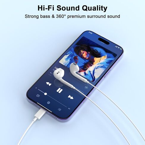 سماعات رأس سلكية لسماعات أذن iPhone ميكروفون مدمج وسماعات تقليل الضوضاء للتحكم في مستوى الصوت متوافقة مع iPhone 14/13/12/11/XR/XS/X/8/7/SE/Pro/Pro Max/تدعم جميع أنظمة iOS 2 حزمة in Saudi Arabia