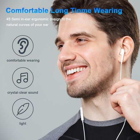 سماعات رأس سلكية لسماعات أذن iPhone ميكروفون مدمج وسماعات تقليل الضوضاء للتحكم في مستوى الصوت متوافقة مع iPhone 14/13/12/11/XR/XS/X/8/7/SE/Pro/Pro Max/تدعم جميع أنظمة iOS 2 حزمة in Saudi Arabia