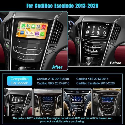 Android 13 Car Radio for Cadillac Escalade 2013-2020 Compatible with ATS XTS SRX, Support Wireless Carplay& Android Auto/Touch Screen/Bluetooth/Navigation/FM Radio/Heating Seat/WiFi/Air Control/DSP in Saudi Arabia