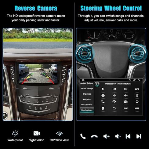 Android 13 Car Radio for Cadillac Escalade 2013-2020 Compatible with ATS XTS SRX, Support Wireless Carplay& Android Auto/Touch Screen/Bluetooth/Navigation/FM Radio/Heating Seat/WiFi/Air Control/DSP in Saudi Arabia