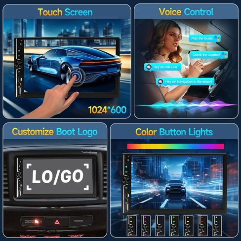 Leadfan Wireless Double Din Car Stereo with Apple Carplay, 7inch Touchscreen Double Din Radio Car Audio Receivers with Android Auto, Bluetooth, Backup Camera, SWC, FM, USB, Subwoofers in Saudi Arabia