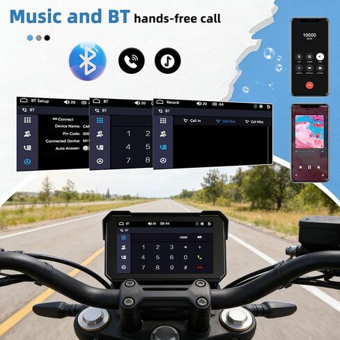 GPS CarPlay 5" IPS Motorcycle CarPlay Screen for Motorcycle with A-pple Wireless CarPlay & Android Auto, IP68 Waterproof, Supports Bluetooth,Navigation,S-IRI/G-oogle Assistant,Vioce Control, Bracket in Saudi Arabia
