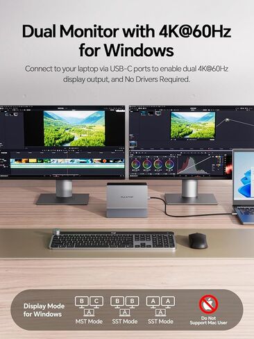 USB C Docking Station Dual Monitor 4K 60Hz, 11-in-1 Vertical Laptop Dock with Stand, 100W PD Charging, 10Gbps USB-C & USB-A, Gigabit Ethernet for Windows/Dell/Lenovo/HP Laptops in Saudi Arabia