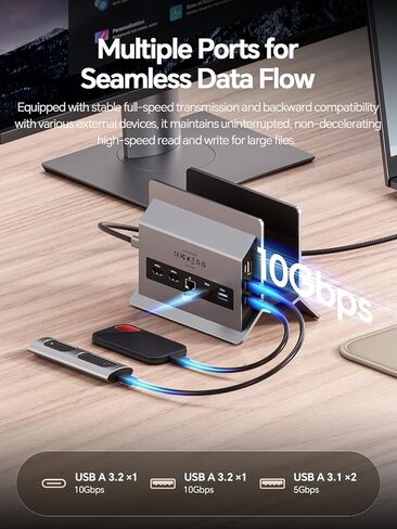 USB C Docking Station Dual Monitor 4K 60Hz, 11-in-1 Vertical Laptop Dock with Stand, 100W PD Charging, 10Gbps USB-C & USB-A, Gigabit Ethernet for Windows/Dell/Lenovo/HP Laptops in Saudi Arabia