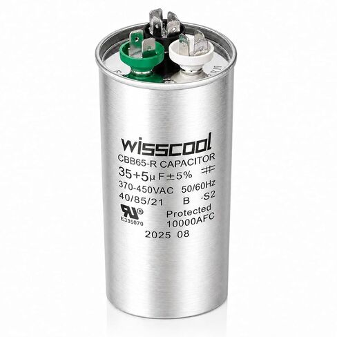 مكثف تيار متردد معتمد من WISSCOOL UL 45+5 فائق التوهج 45/5 MFD ±5% 370V/440VAC CBB65 مكثف بدء دائري مزدوج التشغيل لمضخة الحرارة، محرك مروحة مكيف الهواء، بدء التشغيل in Kuwait