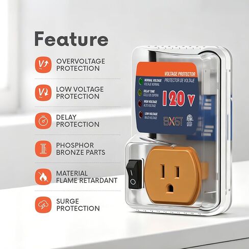 [ETL Listed] BXST Refrigerator Surge Protector, Voltage Protector & Brownout Protector, Adjustable Voltage Regulator, Single Outlet for Home Appliances, 120V 15A 1800W, 2 Pack in Saudi Arabia