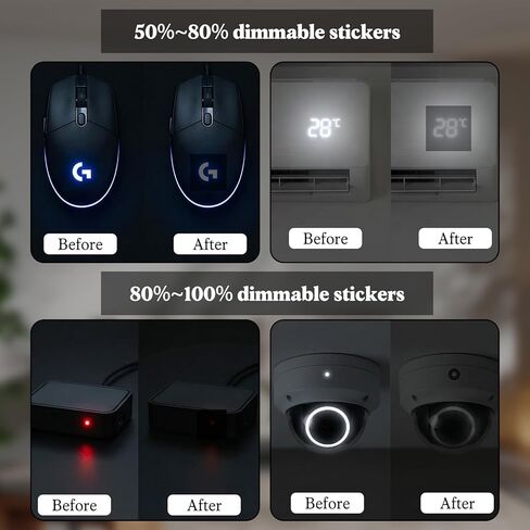 6 Sheet LED Light Blocking Stickers, Blackout & Dimming Sheet for Electronics 100 & 50%-80% Blocking Blackout Sticker for Routers LED Covers (3 Sheets Cut and 3 Sheets Whole) in Saudi Arabia