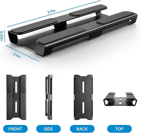 Metal Laptop Charger Holder, VESA Wall & Under Desk Mount, Adjustable Power Brick Bracket for Laptop Chargers, Docking Stations & USB-C Hubs (Black) in Saudi Arabia