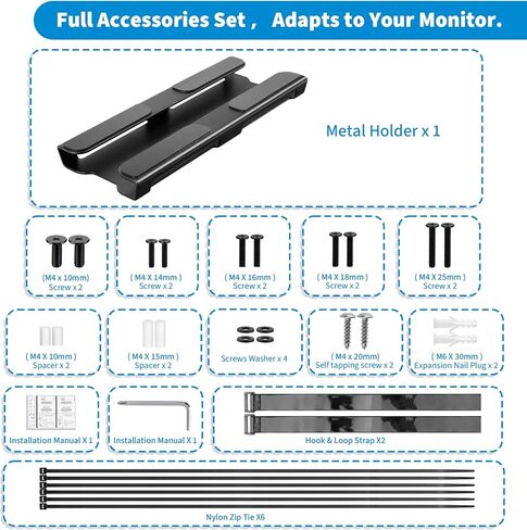 Metal Laptop Charger Holder, VESA Wall & Under Desk Mount, Adjustable Power Brick Bracket for Laptop Chargers, Docking Stations & USB-C Hubs (Black) in Saudi Arabia