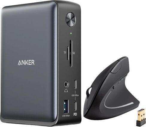 Anker Laptop Docking Station, 13-in-1 USB-C & Anker 2.4G Wireless Vertical Ergonomic Optical Mouse（Bundle） in Saudi Arabia