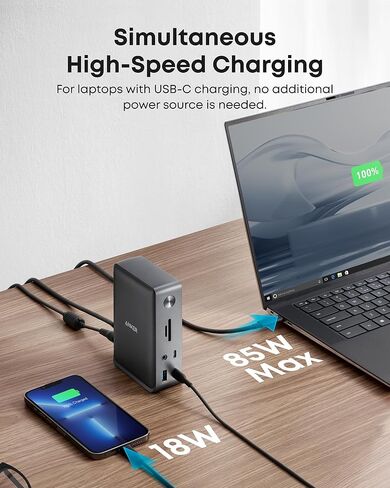 Anker Laptop Docking Station, 13-in-1 USB-C & Anker 2.4G Wireless Vertical Ergonomic Optical Mouse（Bundle） in Saudi Arabia