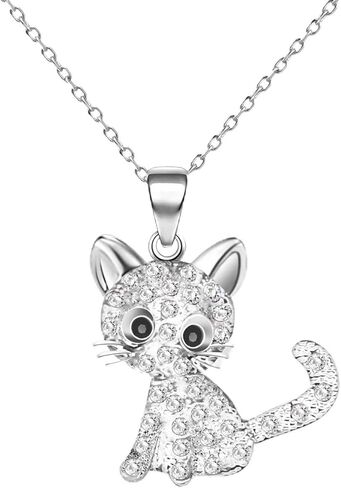 CANIPHA Cat Pendant Necklace for Girls Kids,Small Cute Kitty Rainbow Rhinestone Pendant Necklace Jewelry for Women Teen Girls 10-12,Crystal Choker Friendship Daughter Loved Gifts 18+2 inch Long Chain in Saudi Arabia