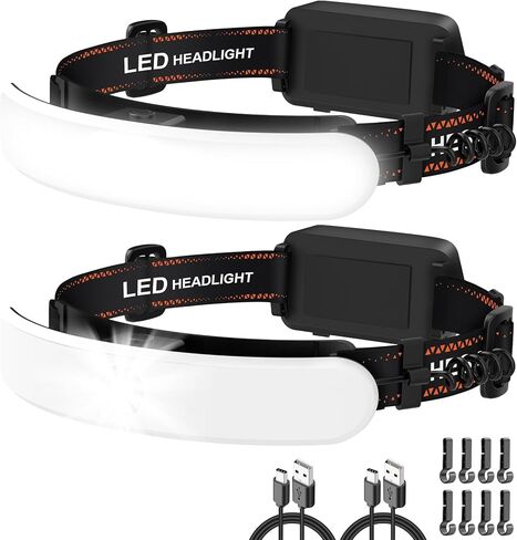 zioeyiue مصباح أمامي قابل لإعادة الشحن 1800 لومن عالي، 230 درجة شعاع عريض مصباح رأس فائق السطوع، 6 مصابيح رأس للجبهة، مصباح أمامي قابل للدوران 90 درجة، مصابيح أمامية LED للبالغين ميكانيكي هاردهات للتخييم 2pack in Kuwait