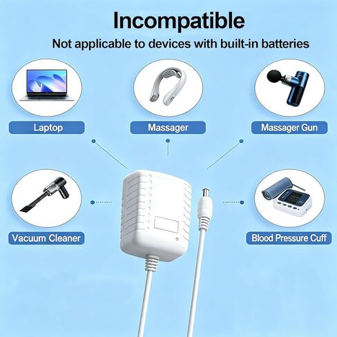 White 12V 2A Power Supply, AC/DC Adapter 100-240V 50/60Hz, 5.5mm x 2.5mm / 2.1mm Barrel Plug Center Positive, Charger Cable Cord 10 ft in Saudi Arabia