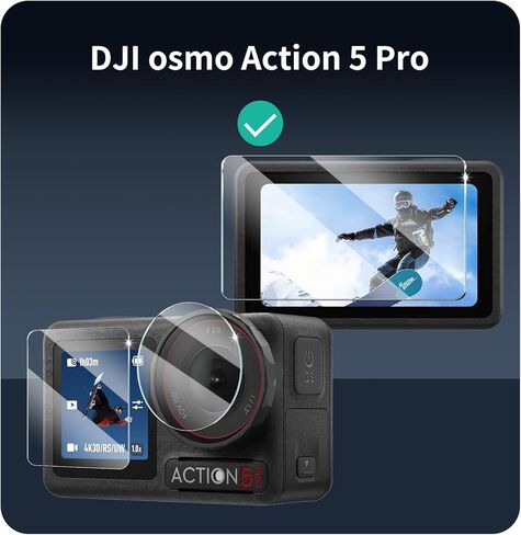 3+3+3-Pack واقي شاشة وواقي عدسة لكاميرا DJI osmo Action 5 Pro [خلفية + عدسة + أمامية]، طبقة من الزجاج المقسى، حماية من الصدمات، HD، مضاد للكسر، مضاد للخدش، صلابة 9H، خالية من الفقاعات in Kuwait