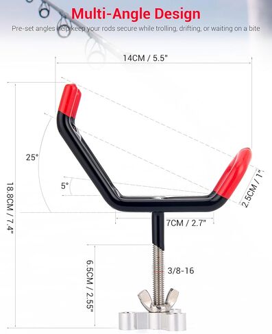حامل صنارة صيد السمك Sure Grip للقوارب - مقاوم لاندفاع الأسماك، سبائك فولاذية ممتازة وPVC، حامل على سطح السفينة لليخوت/قوارب الكاياك/صيد الانجراف in Saudi Arabia