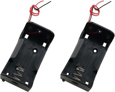 TAODAN 2PCS Black External Power Supply Single Slot 1.5V D Battery Holders with Leads Electronics Home Chargers Accessories in Saudi Arabia