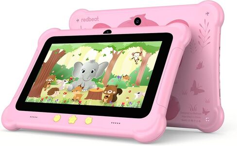 Kids Tablet, 7 inch Android Tablets for Kids 12+, 6GB+32GB (512GB expand) Learning Tablet with SIM Card Slot & Case, WIFI, Parental Control, Eye Protection, Dual Camera, 3G/2G Cellular Network, Pink in Saudi Arabia