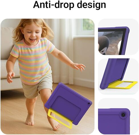 ApoloMedia Kids Tablet, 10.1 Inch HD Android 15, 64GB Storage, 8GB RAM, Eye Protection Mode, 10-Hr Battery, Parental Shockproof Case - Tablet for Kids (Purple) in Saudi Arabia