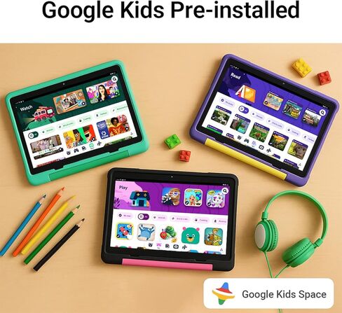 ApoloMedia Kids Tablet, 10.1 Inch HD Android 15, 64GB Storage, 8GB RAM, Eye Protection Mode, 10-Hr Battery, Parental Shockproof Case - Tablet for Kids (Purple) in Saudi Arabia