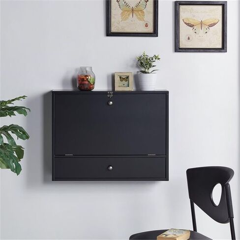 مكتب كمبيوتر محمول مثبت على الحائط من SEI Furniture - طراز عالمي، أسود in Kuwait