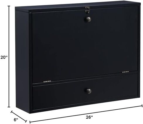 مكتب كمبيوتر محمول مثبت على الحائط من SEI Furniture - طراز عالمي، أسود in Kuwait