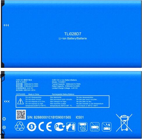 TLi028D7 3300mAh Replacement Battery for TCL 30 LE 4188S ION X Z T607DL, New 0 Cycle Rechargeable Li-ion Cell, High Capacity Compatible with TCL 30 LE / 4188S / ION X/Z / T607DL Smartphones in Kuwait